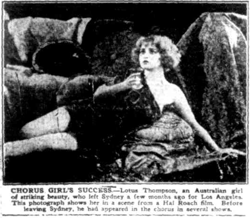 Lotus Thompson in furs. A scene from a Hal Roach film but more likely to be a screen test at the studio. Lotus had been in America for several months at this point.